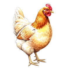 Fototapeta premium Chicken hen poultry farm animal fowl bird livestock domestic agriculture chick rooster illustration art on transparent background