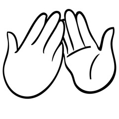 拍手やハイタッチのジェスチャーのイラスト　ベクター黒