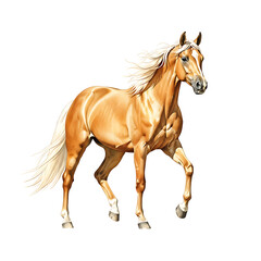 Obraz premium Palomino horse running wild stallion equine mammal animal equestrian majestic beauty isolated black back on transparent background