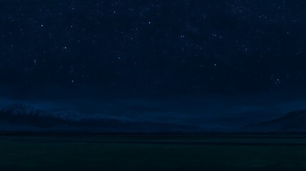 Naklejka premium Starry night over dark mountain range