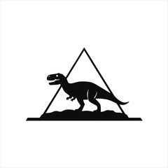 T-Rex silhouette inside triangle badge, monochrome design