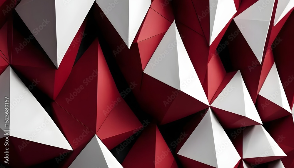 Poster abstract background featuring a geometric pattern of red and white triangular shapes in a modern des