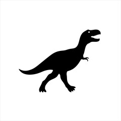 Classic T-rex Dinosaur Icon in Silhouette, Tyrannosaurus Walking Pose