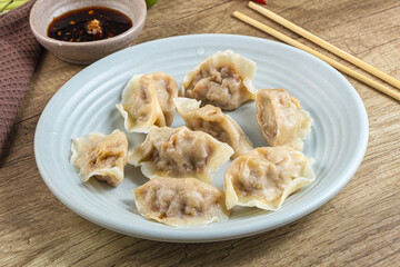 Asian steamed dumplings with meat