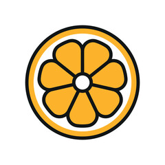Flat orange fruit icon, ideal for healthy food, citrus drinks, organic brands, and summer visuals.