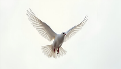 Obraz premium White Dove in Flight with Wings Spread