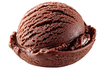 Chocolate Ice Cream Delight: A close-up shot of a single scoop of rich, dark chocolate ice cream, boasting a delectable, textured surface that captures its creamy goodness.