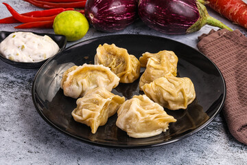 Steamed Nepali Momo stuffed dumplings