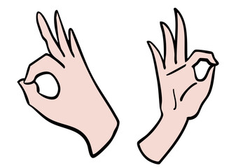 OKサインのジェスチャーをしている手書きイラスト　ベクター カラー