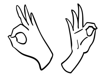 OKサインのジェスチャーをしている手書きイラスト　ベクター カラー