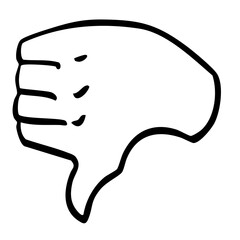 Fototapeta premium 否定と主張を表現する親指ジェスチャーイラスト ベクター黒