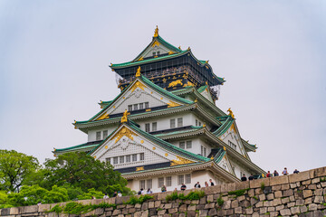 Tenshu, the most famous castle in Osaka, Japan