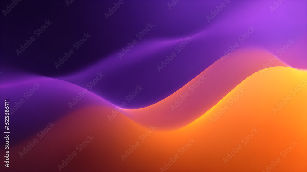 Poster abstract background with flowing purple and orange waves creating a dynamic visual effect