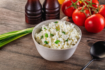 Cottage cheese with green onion