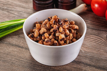 Canned Black eye bean in the bowl