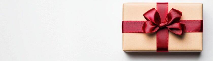 A beautiful gift box tied with a red ribbon, perfect for any special occasion. The gift box is elegant and perfect for someone