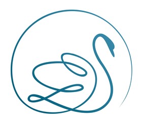 The one line round symbol of swan. 

