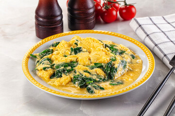 Omelette with spinach for breakfast