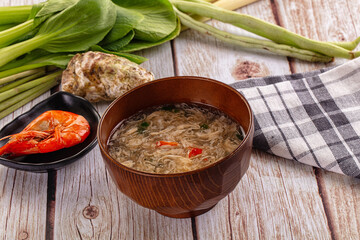Asian soup with crab and prawn