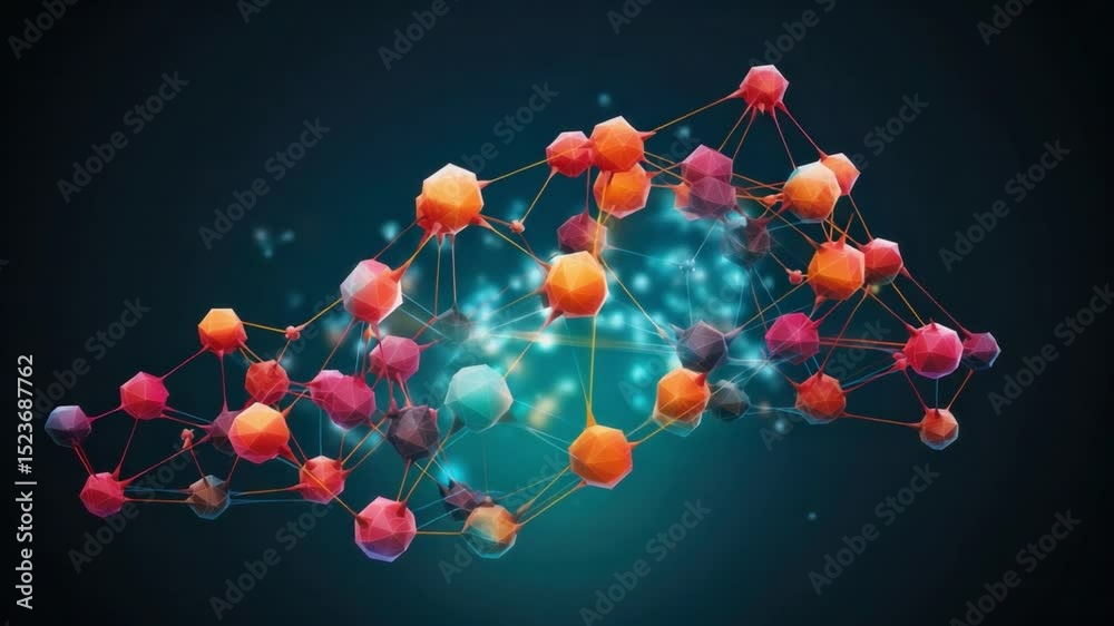 Poster abstract network connection: a vibrant, abstract representation of a network connection, with colorf