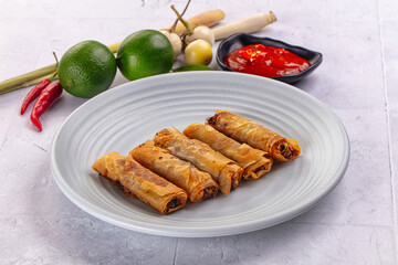 Stuffed Vietnamese Nem roll with meat