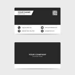 Modern black and White Business Card Template with QR Code and Clean Layout