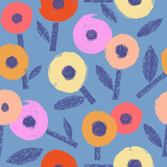Silhouette color flowers. Floral stylized composition.