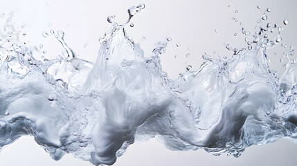 Obraz premium Water Splash Action Pure White Background Photography Studio Close-Up Horizontal Pure White Background