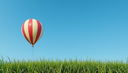 Naklejka premium Balloon Rising Over Green Grass Under Blue Sky