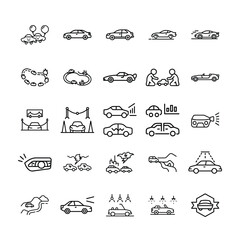 Hand-drawn doodle icons vector set illustration design with car, cloud, animal, and fish elements