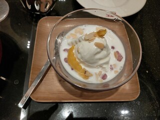 Thai Coconut Ice Cream with Toppings in Sweet Coconut Milk