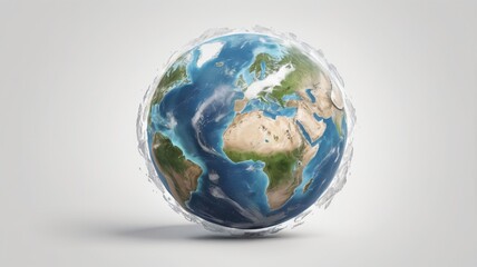 Fototapeta premium Planet Earth – Realistic Globe Illustration with Clouds and Continents