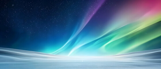 Aurora Borealis Night Sky Over Frozen Landscape