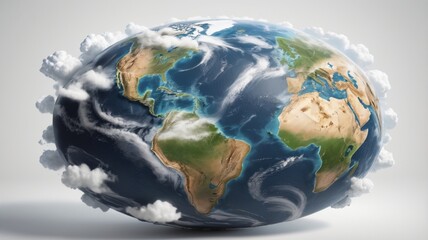 Fototapeta premium Planet Earth – Realistic Globe Illustration with Clouds and Continents