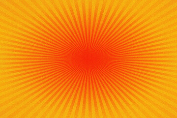 Abstract orange and golden yellow radial lines sunburst, shine light from the center, creating a dynamic energetic light background.