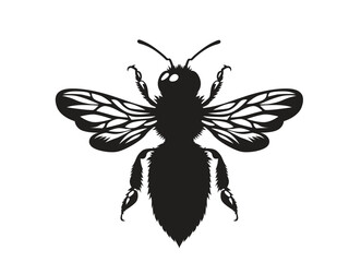 bee silhouette black color. wasp silhouette, bee vector illustration