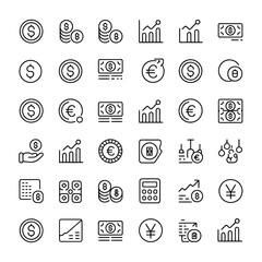 Money and Financial Icon Set – Flat Design Vector Collection for Banking, Investment, and Economy