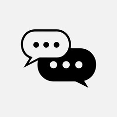 Chat messaging black and white 3d vector illustration.