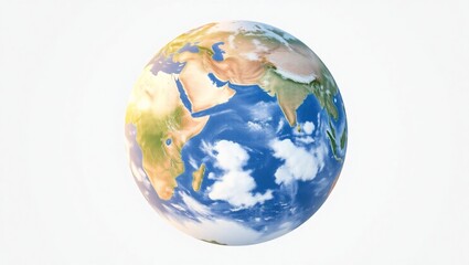 Planet Earth &ndash; Realistic Globe Illustration with Clouds and Continents
