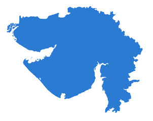 Fototapeta premium Gujarat Blue Vector Map Flat State Silhouette for Digital Designs