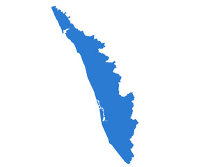 Kerala Blue Vector Map  Flat State Silhouette for Digital Designs