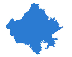 Rajasthan Blue Vector Map  Flat State Silhouette for Digital Designs
