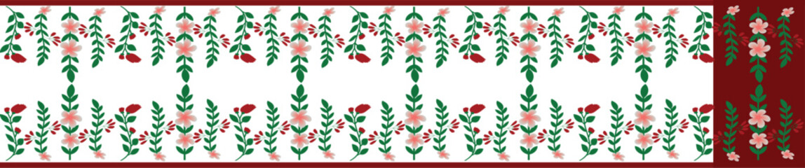 saree design illustration, white saree with red border, puja saree