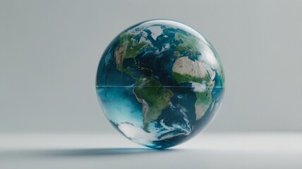 Digital illustration of Earth showing North and South America with swirling clouds, atmospheric view, and white background