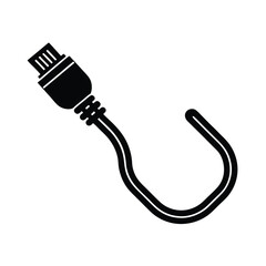 Black and White USB Cable Illustration