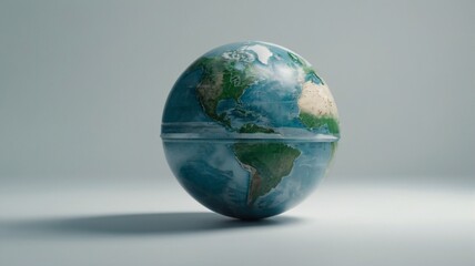 Digital illustration of Earth showing North and South America with swirling clouds, atmospheric view, and white background