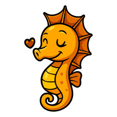 Cartoon seahorse cartoon illustrations floating heart
