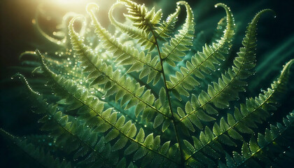 Fototapeta premium A tropical fern macro, Ai generated image