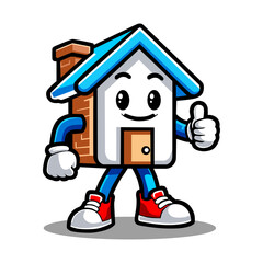 A cheerful house character giving a thumbs up