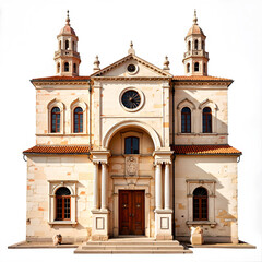 Fototapeta premium Historic stone church with decorative tower architecture - Concept of World Heritage Day 